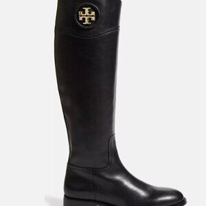 Tory Burch Ashlynn Black Leather  Knee High Riding Boots 7.5M